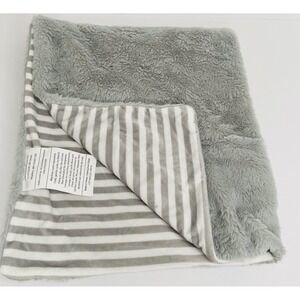 Animal Adventure Gray White Stripe Baby Blanket Plush Striped Fluffy Lovey
